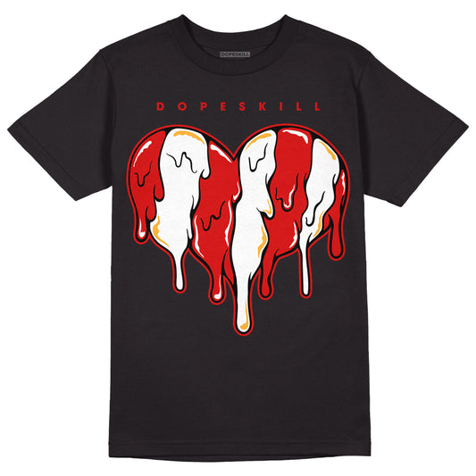 Dunk Low Gym Red DopeSkill T-Shirt Slime Drip Heart Graphic - Black 