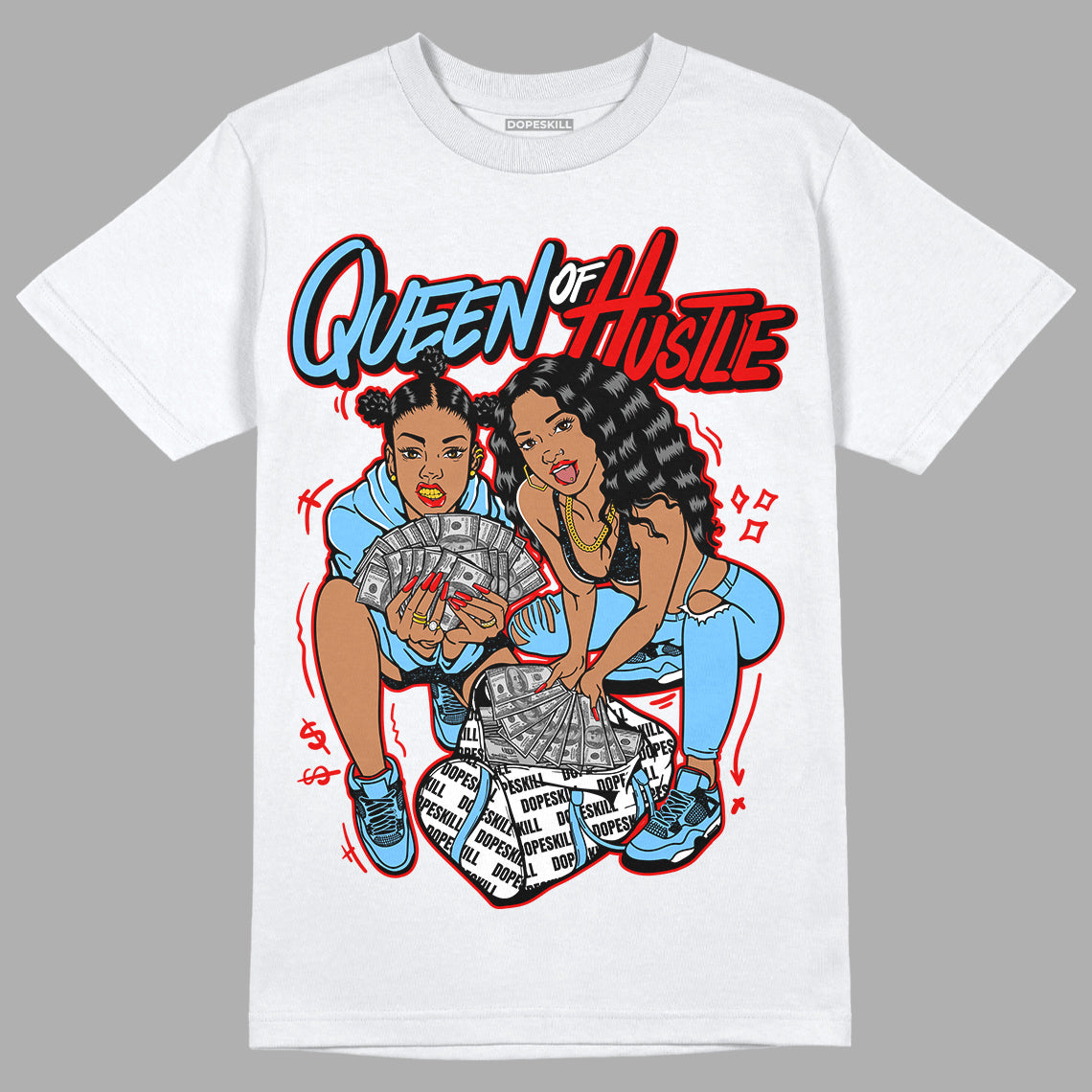 Travis Scott x Jordan 4 Retro 'Cactus Jack' DopeSkill T-Shirt Queen Of Hustle Graphic Streetwear - White 