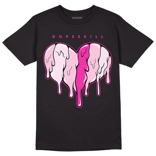 Triple Pink Dunk Low DopeSkill T-Shirt Slime Drip Heart Graphic - Black