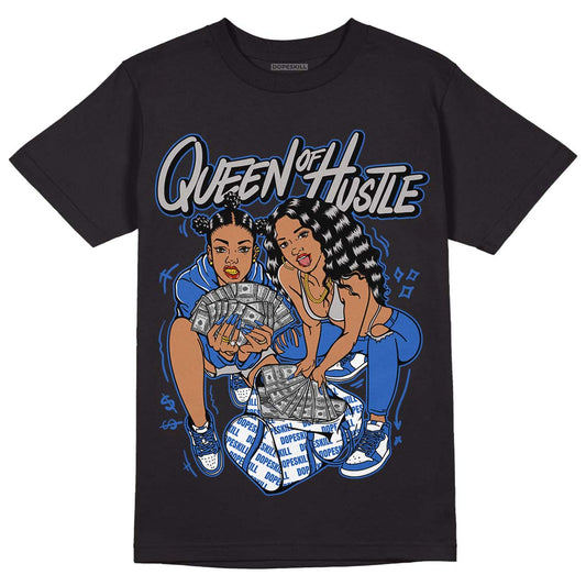 True Blue 1s DopeSkill T-Shirt Queen Of Hustle Graphic - Black