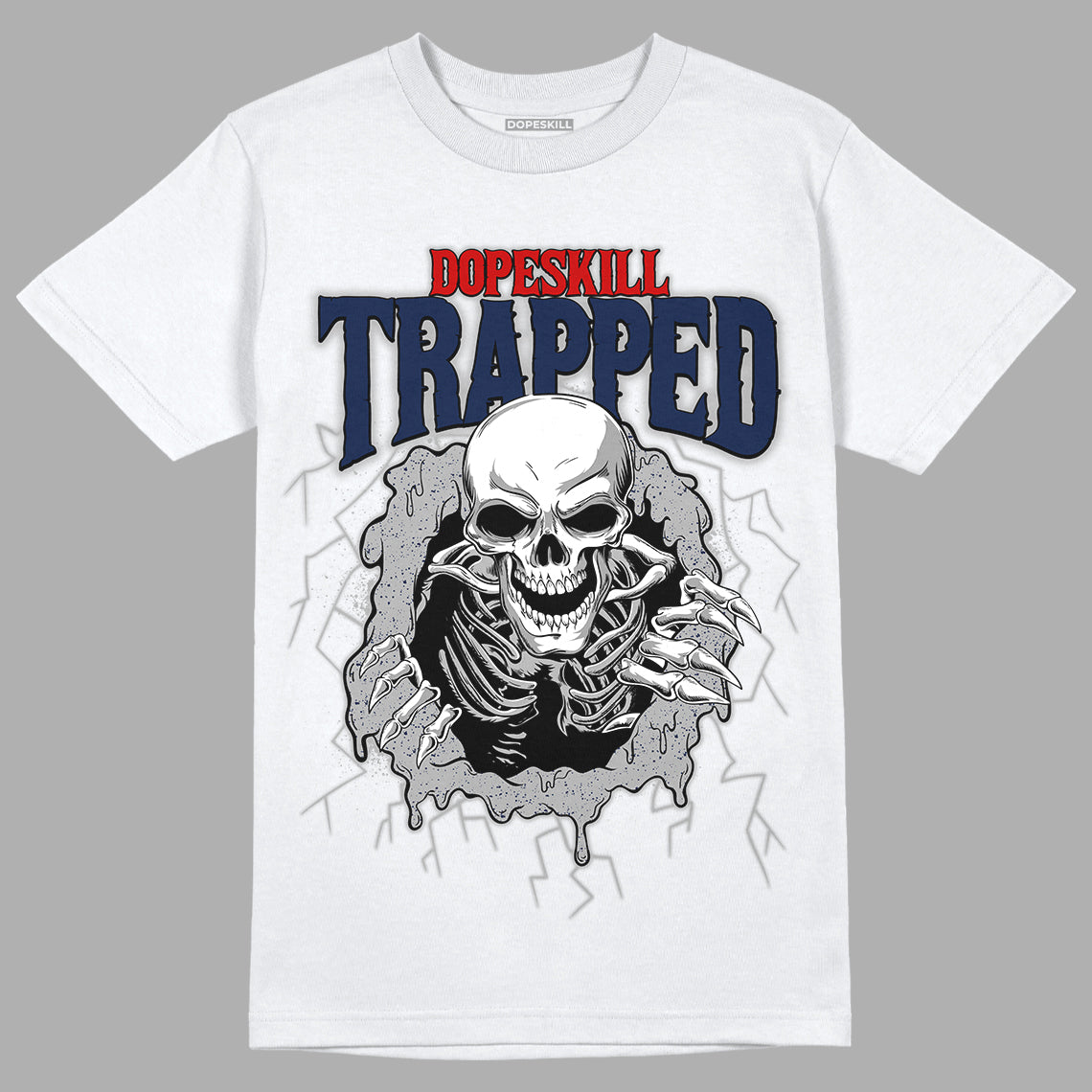 Midnight Navy 4s DopeSkill T-Shirt Trapped Halloween Graphic - White
