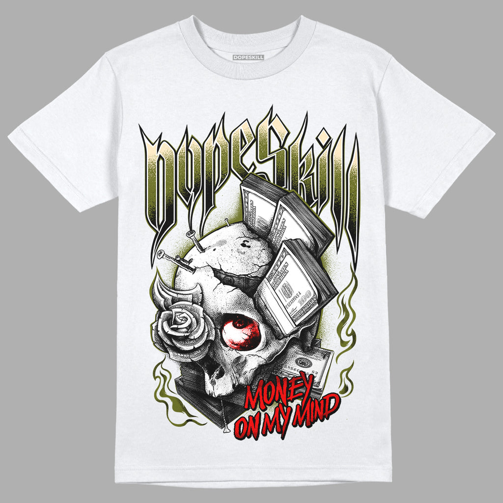 Travis Scott x Jordan 1 Low OG “Olive” DopeSkill T-Shirt Money On My Mind Graphic Streetwear - White