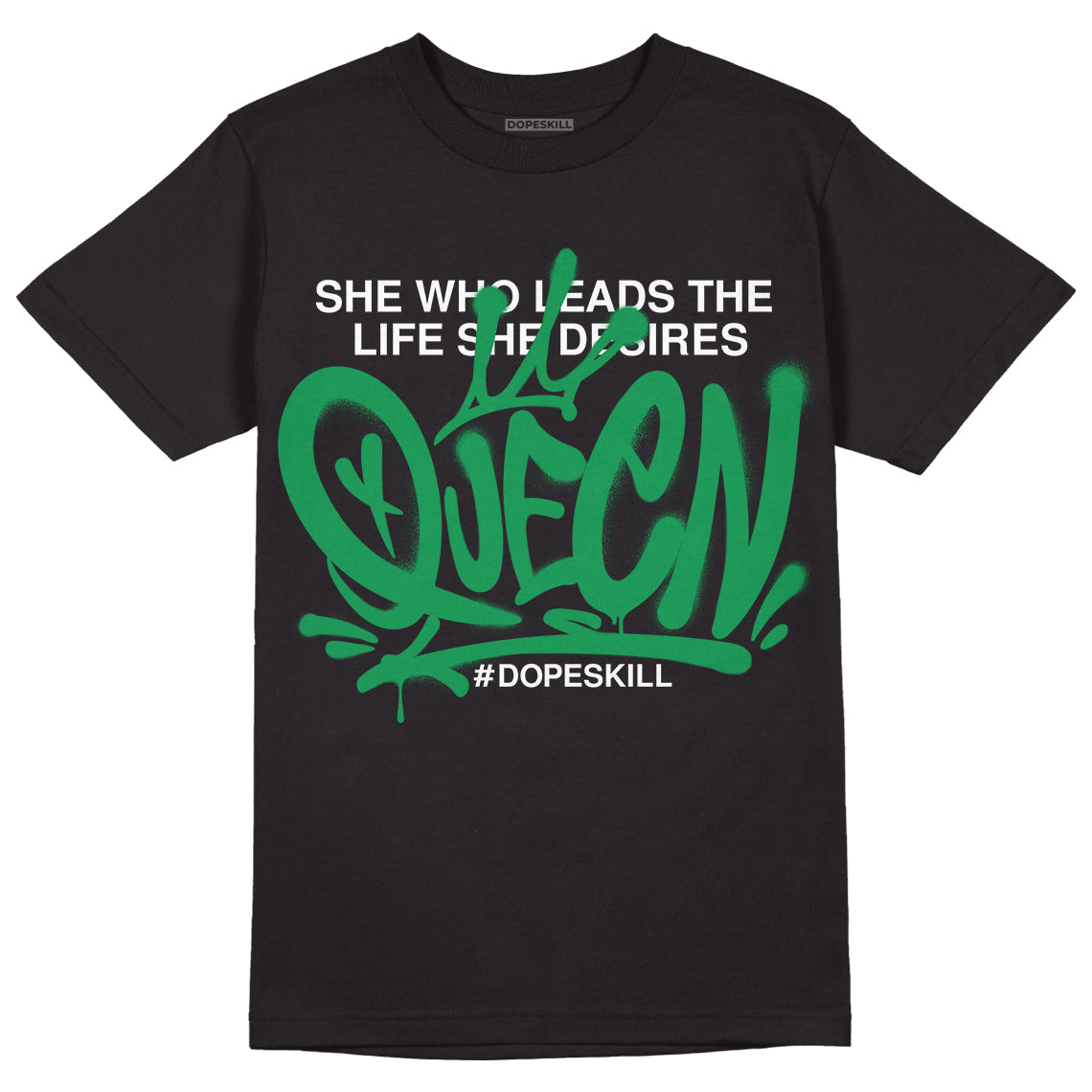 Jordan 1 Low Lucky Green DopeSkill T-Shirt Queen Graphic Streetwear - Black