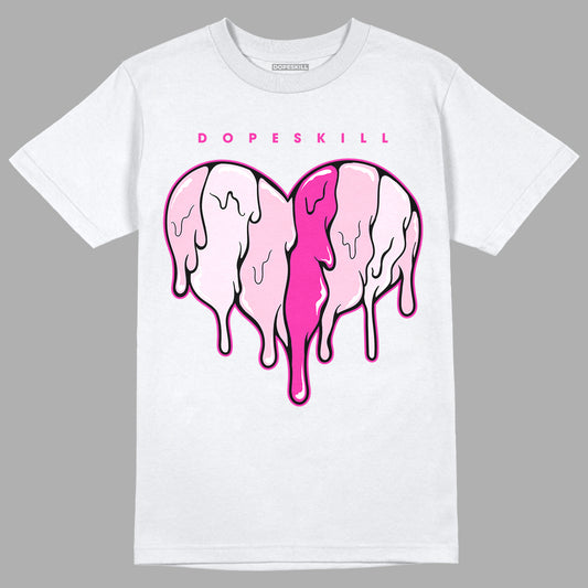 Triple Pink Dunk Low DopeSkill T-Shirt Slime Drip Heart Graphic - White 