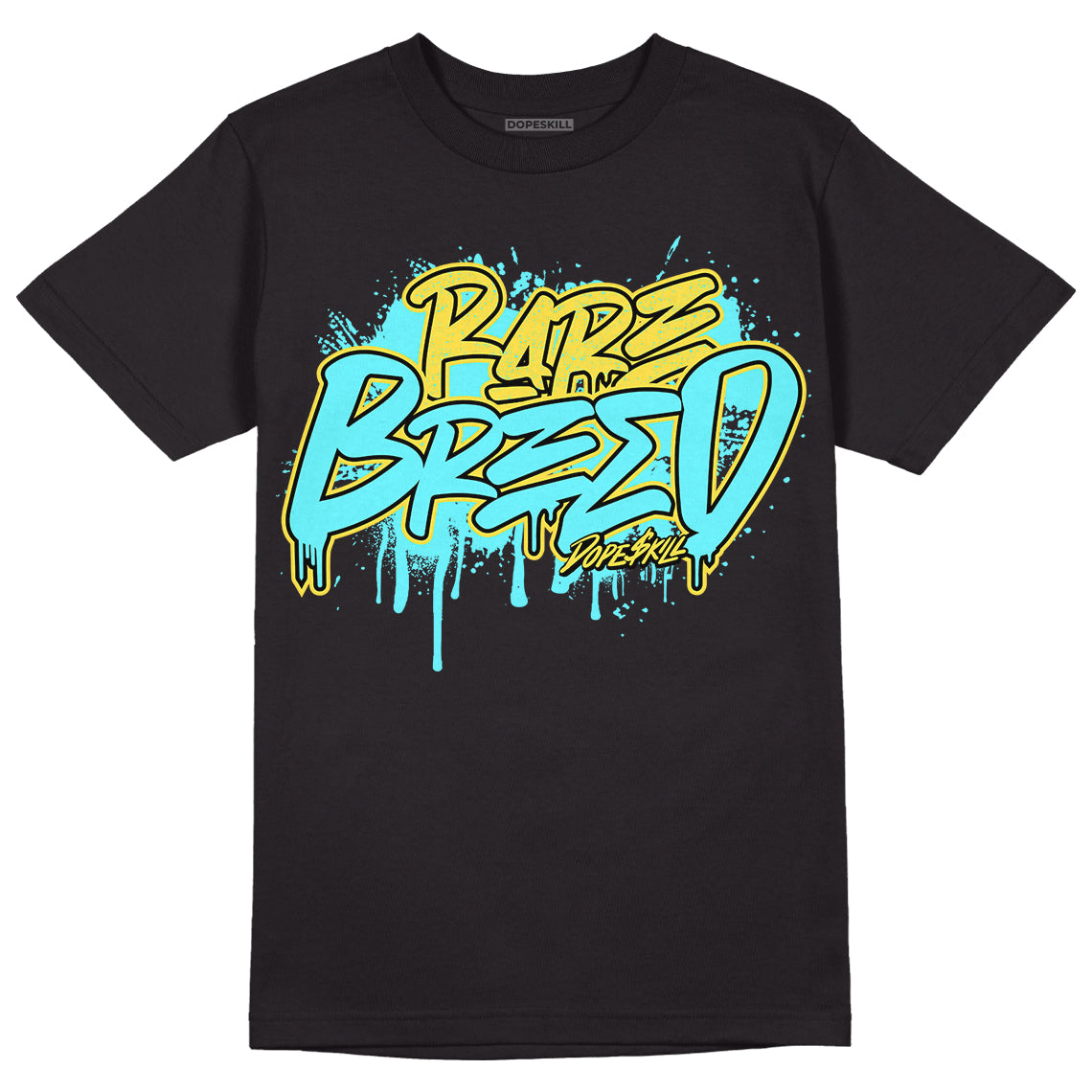 Aqua 5s DopeSkill T-Shirt Rare Breed Graphic - Black