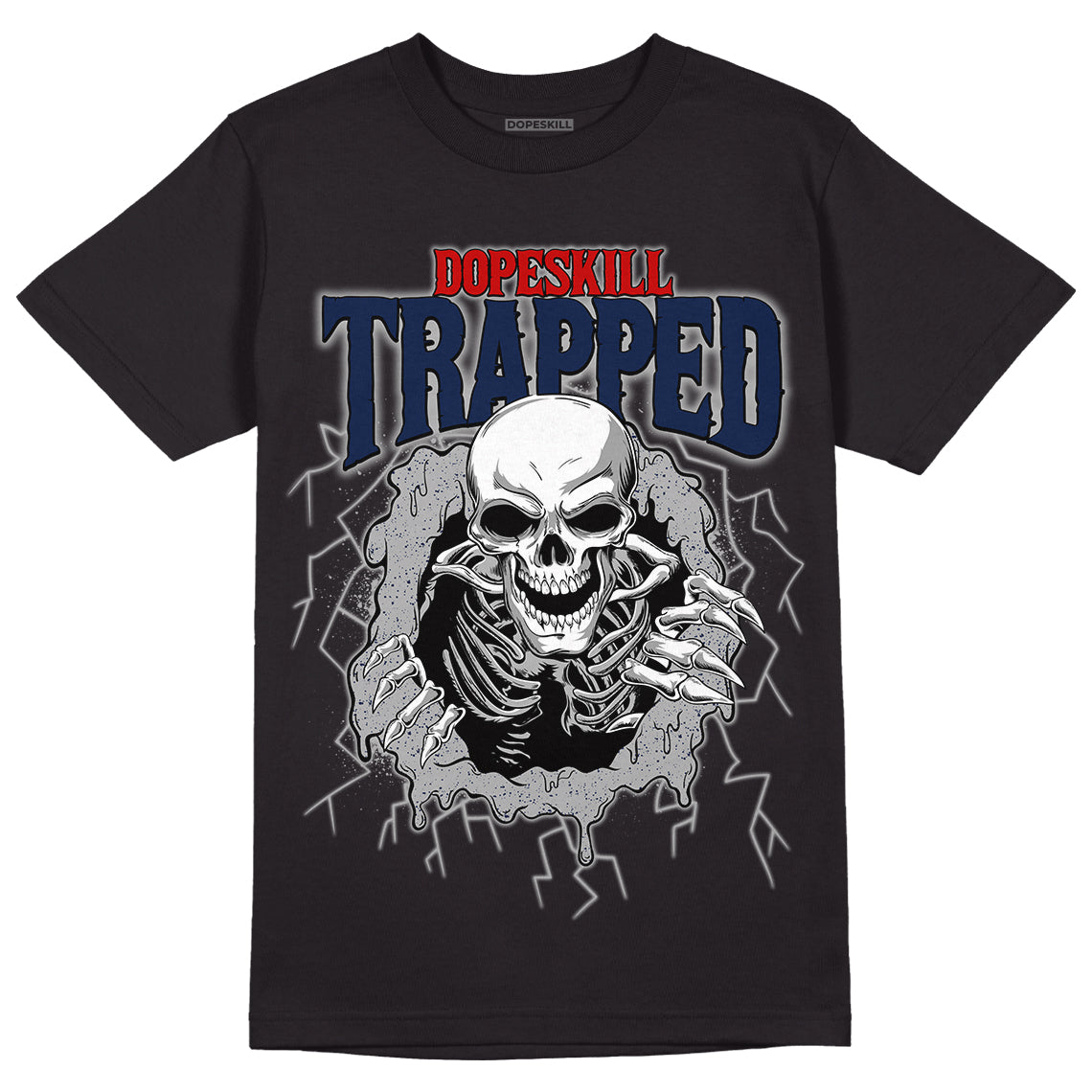 Midnight Navy 4s DopeSkill T-Shirt Trapped Halloween Graphic - Black