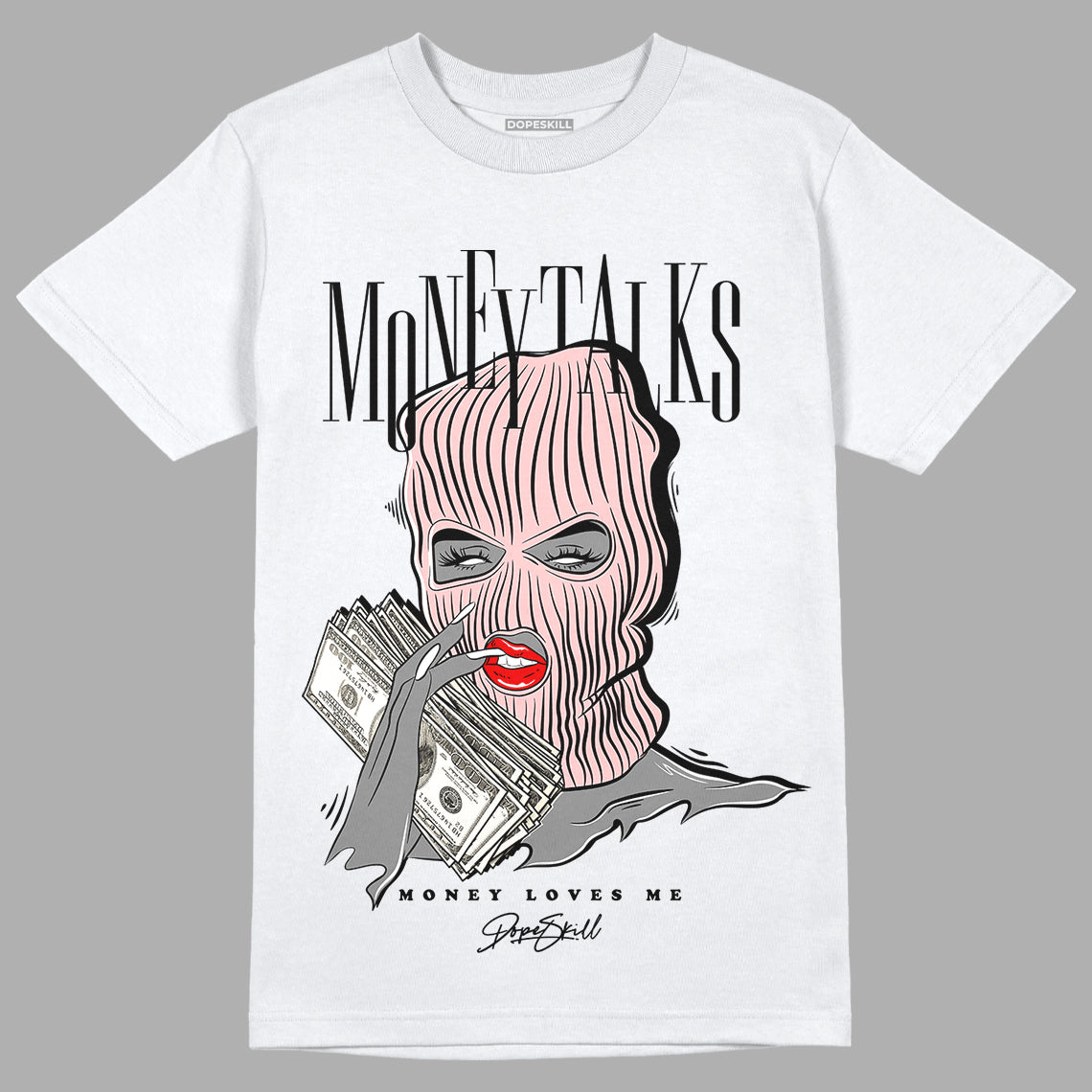 Jordan 1 High OG WMNS Washed Pink DopeSkill T-Shirt Money Talks Graphic Streetwear - White