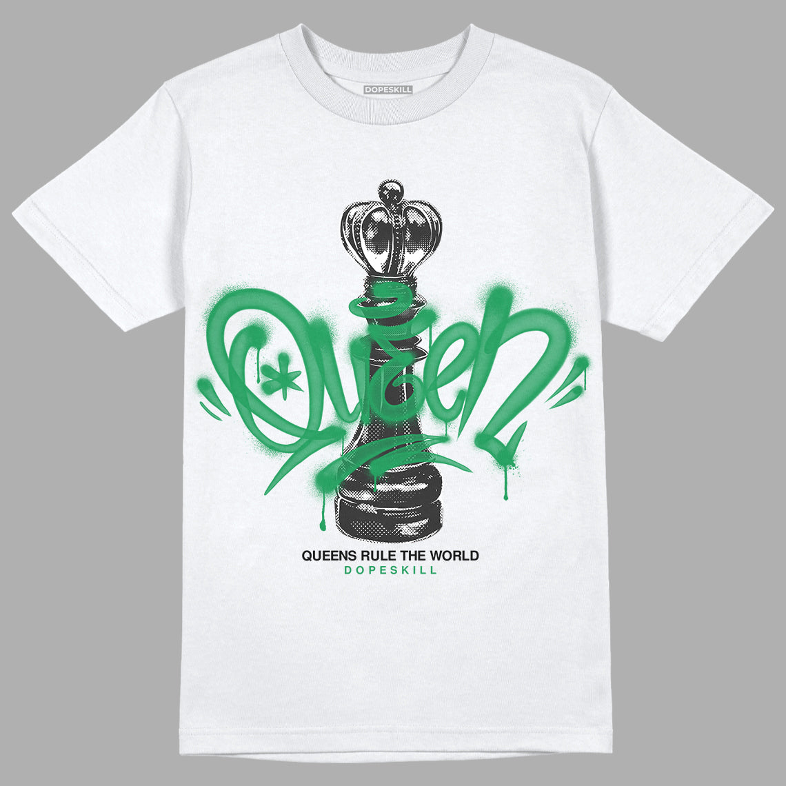 Jordan 1 Low Lucky Green DopeSkill T-Shirt Queen Chess Graphic Streetwear - White