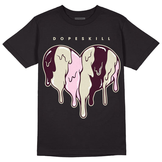 Dunk Low Night Maroon and Medium Soft Pink DopeSkill T-Shirt Slime Drip Heart Graphic Streetwear  - Black