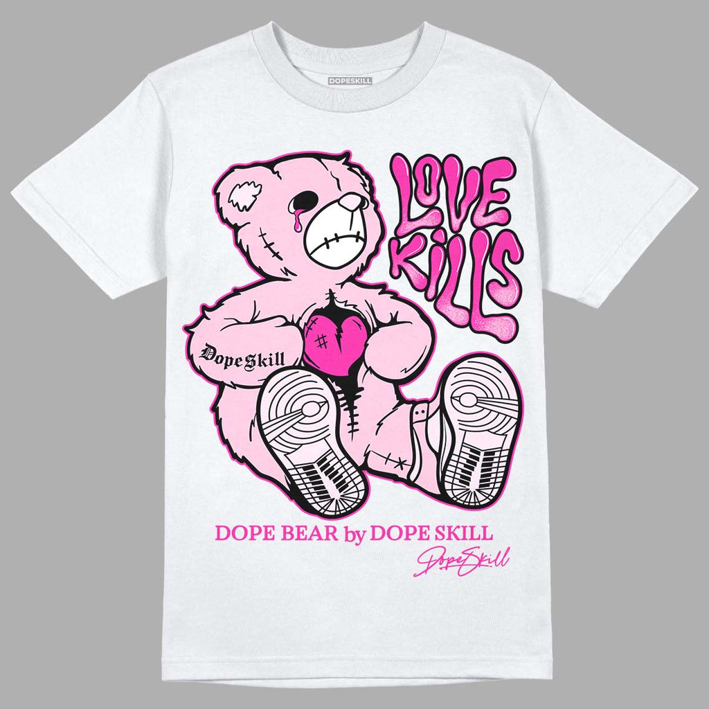 Triple Pink Dunk Low DopeSkill T-Shirt Love Kills Graphic - White 