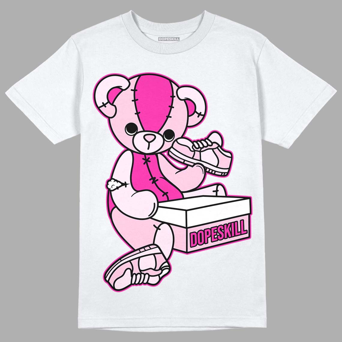 Triple Pink Dunk Low DopeSkill T-Shirt Sneakerhead BEAR Graphic - White 