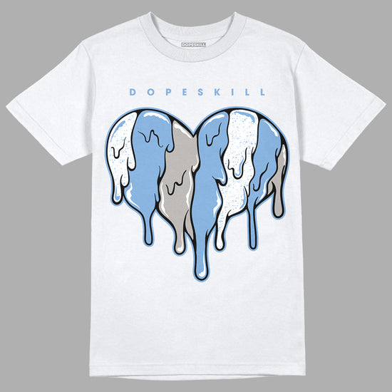 Jordan 5 Retro University Blue DopeSkill T-Shirt Slime Drip Heart Graphic Streetwear - White