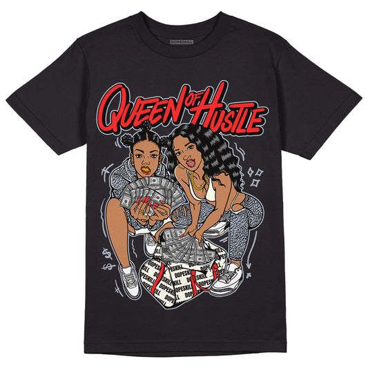 Jordan 3 Retro White Cement Reimagined DopeSkill T-Shirt Queen Of Hustle Graphic Streetwear - Black