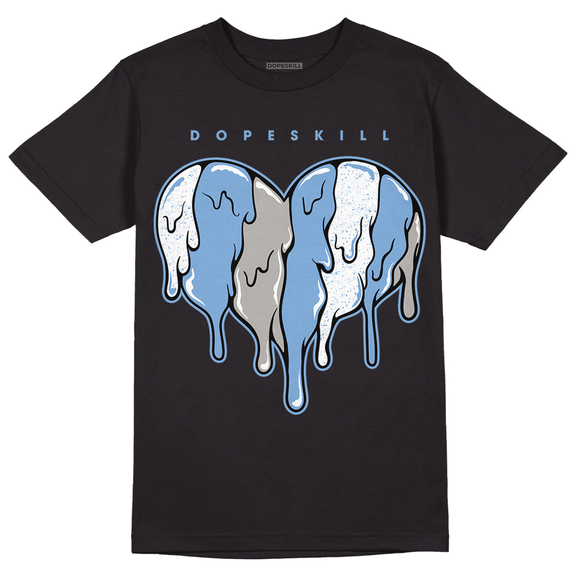 Jordan 5 Retro University Blue DopeSkill T-Shirt Slime Drip Heart Graphic Streetwear - Black