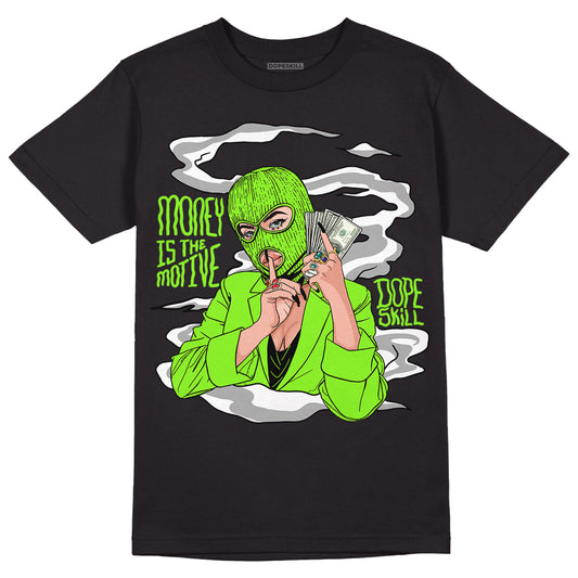 Neon Green Collection DopeSkill T-Shirt Money Is The Motive Graphic - Black