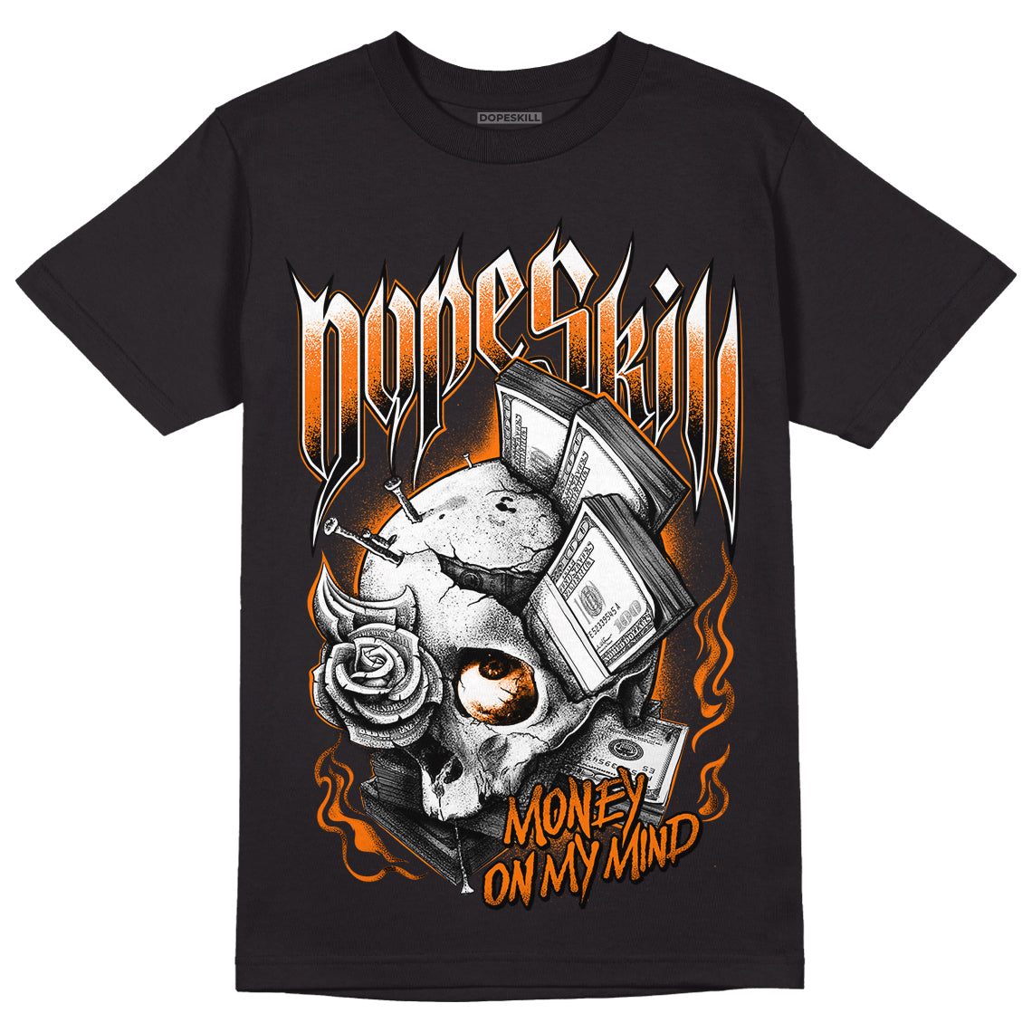 Wmns Dunk Low 'Magma Orange DopeSkill T-Shirt Money On My Mind Graphic Streetwear - Black