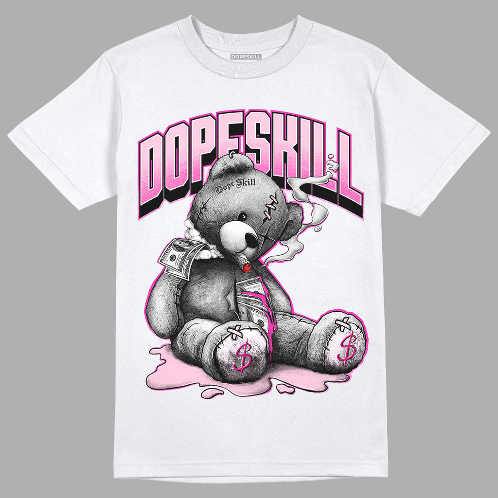 Triple Pink Dunk Low DopeSkill T-Shirt Sick Bear Graphic - White 
