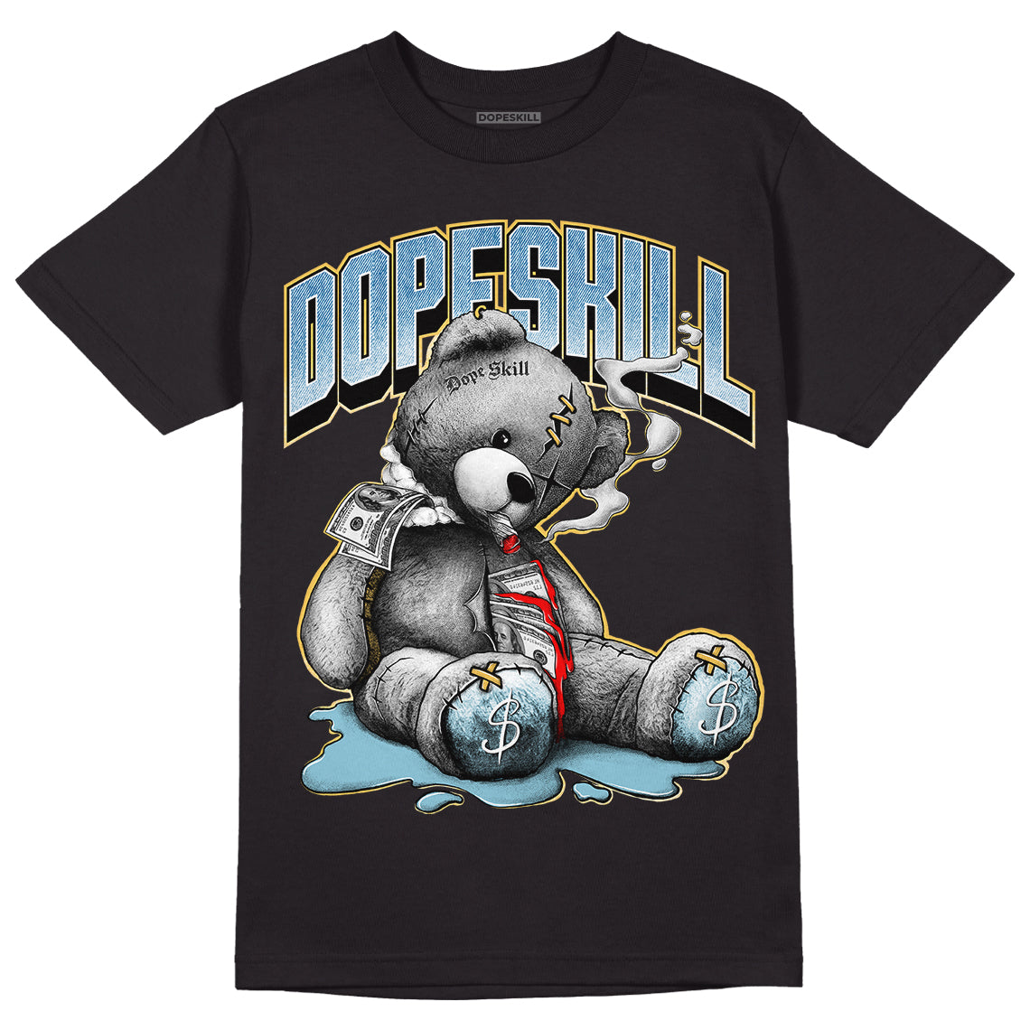 Denim 1s Retro High DopeSkill T-Shirt Sick Bear Graphic - Black