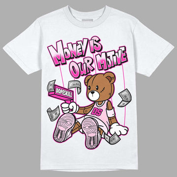 Triple Pink Dunk Low DopeSkill T-Shirt Money Is Our Motive Bear Graphic - White 