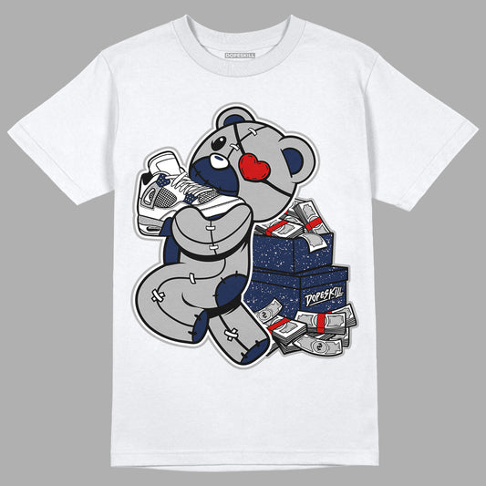 Midnight Navy 4s DopeSkill T-Shirt Bear Steals Sneaker Graphic - White