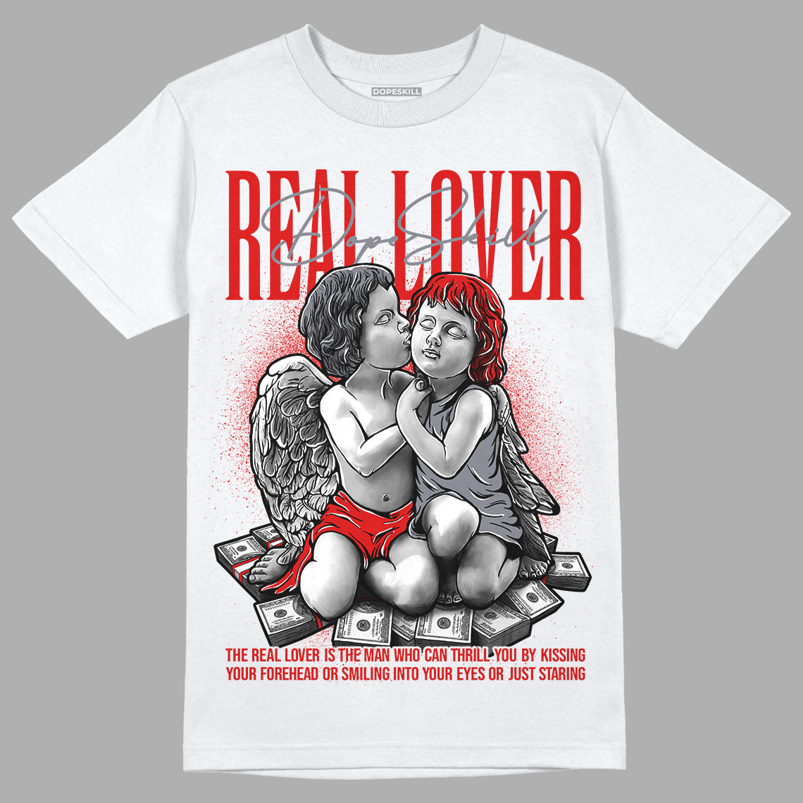 Gym Red 9s DopeSkill T-Shirt Real Lover Graphic - White 