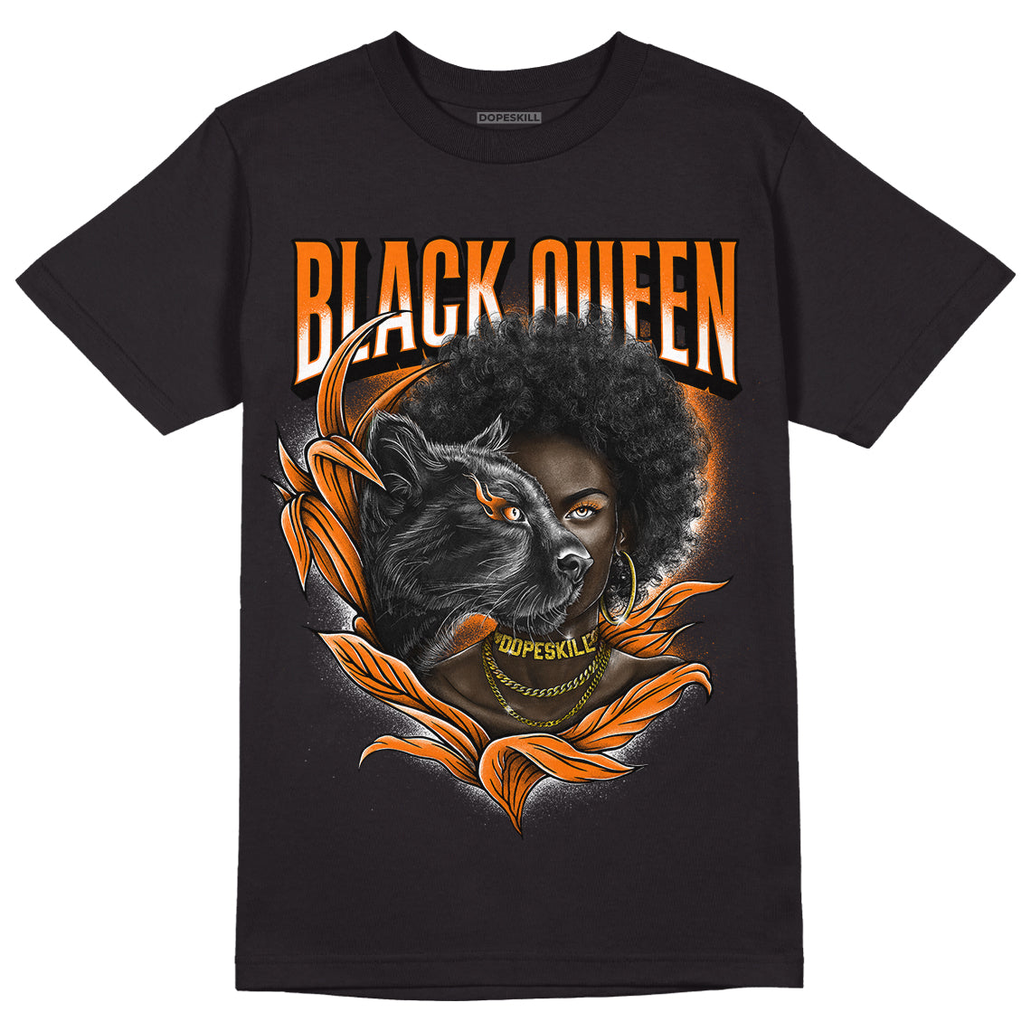 Wmns Dunk Low 'Magma Orange DopeSkill T-Shirt New Black Queen Graphic Streetwear - Black