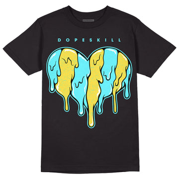 Aqua 5s DopeSkill T-Shirt Slime Drip Heart Graphic - Black