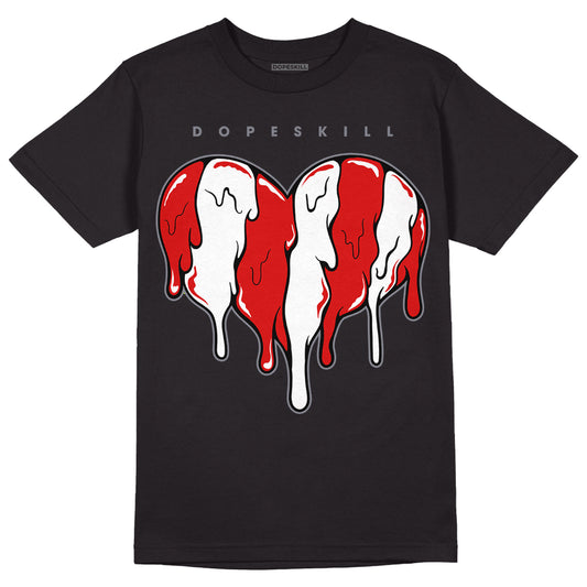 Gym Red 9s DopeSkill T-Shirt Slime Drip Heart Graphic - Black