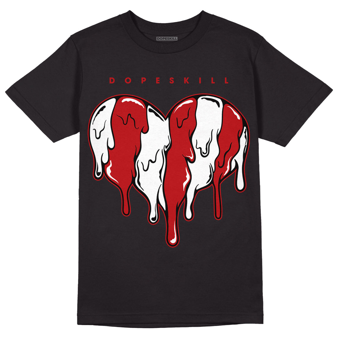 Playoffs 13s DopeSkill T-Shirt Slime Drip Heart Graphic - Black
