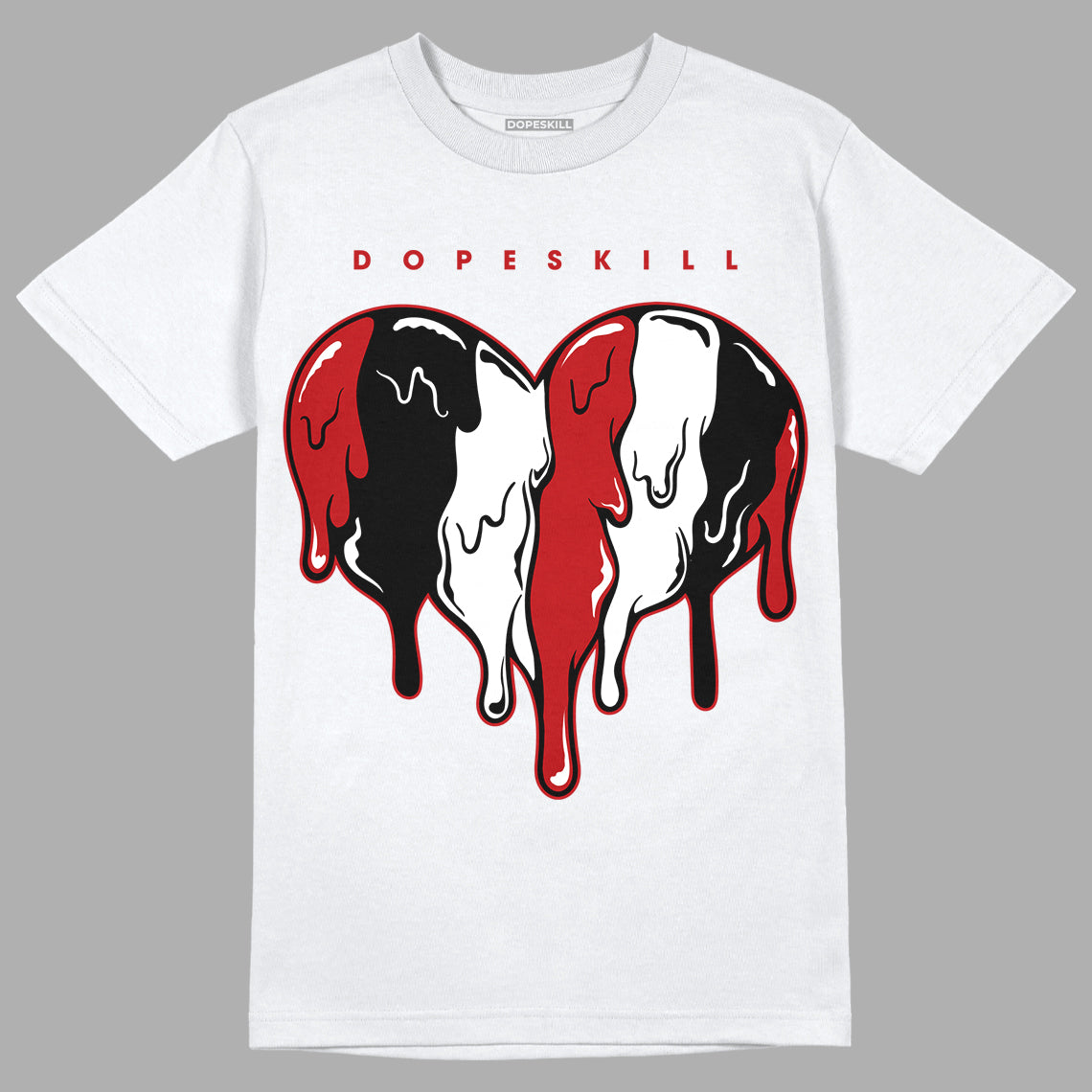 Playoffs 13s DopeSkill T-Shirt Slime Drip Heart Graphic - White