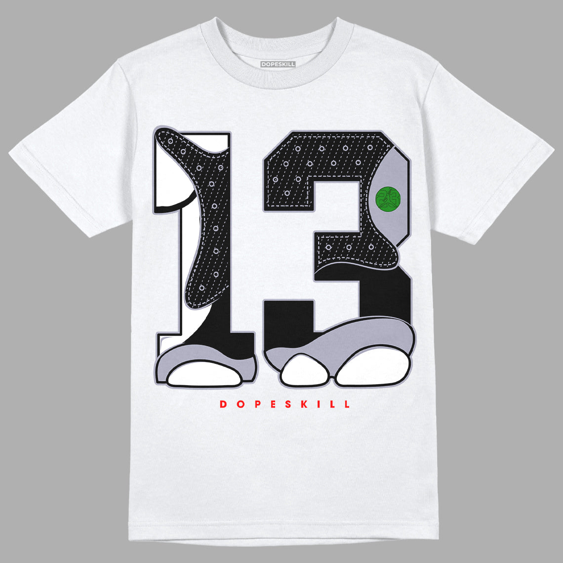 Jordan 13 Retro 'Black Flint' DopeSkill T-Shirt No.13 Graphic Streetwear - White