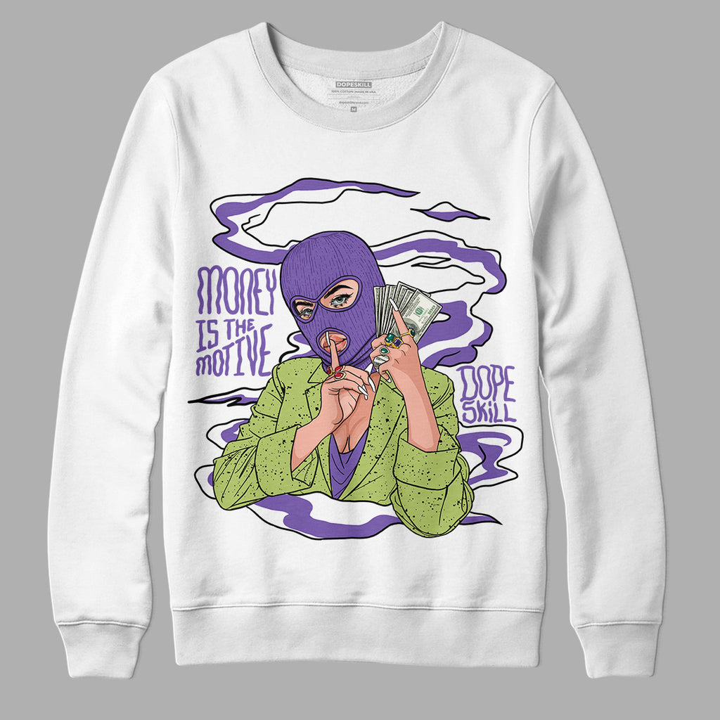 Canyon Purple 4s DopeSkill Sweatshirt Money Is The Motive Graphic - White 