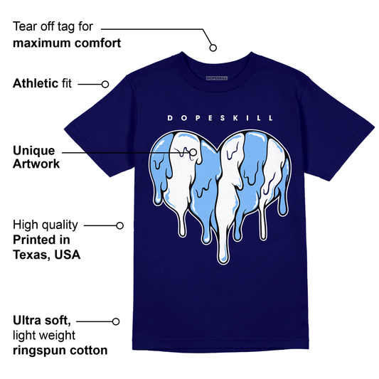 AJ 6 University Blue DopeSkill College Navy T-Shirt Slime Drip Heart Graphic