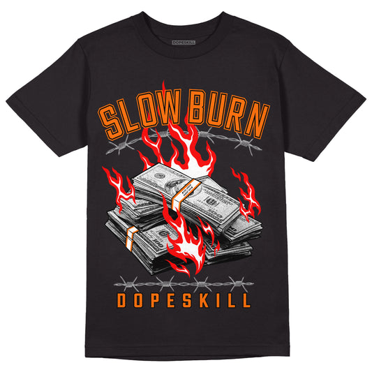 Orange Black White DopeSkill T-Shirt Slow Burn Graphic - Black 