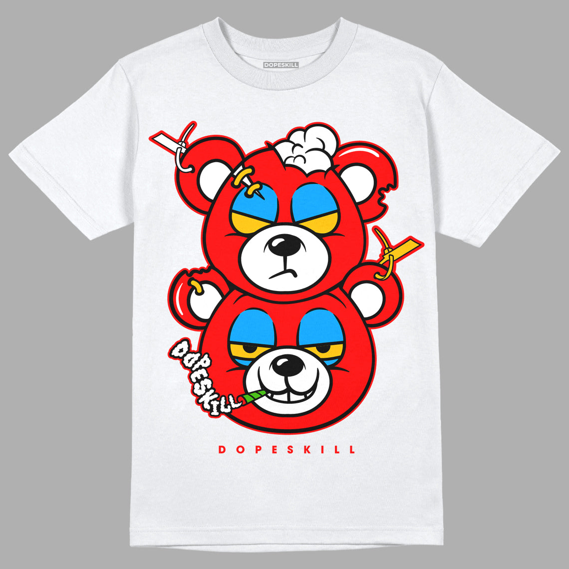 Fruity Pebbles Dunks DopeSkill T-Shirt New Double Bear Graphic - White