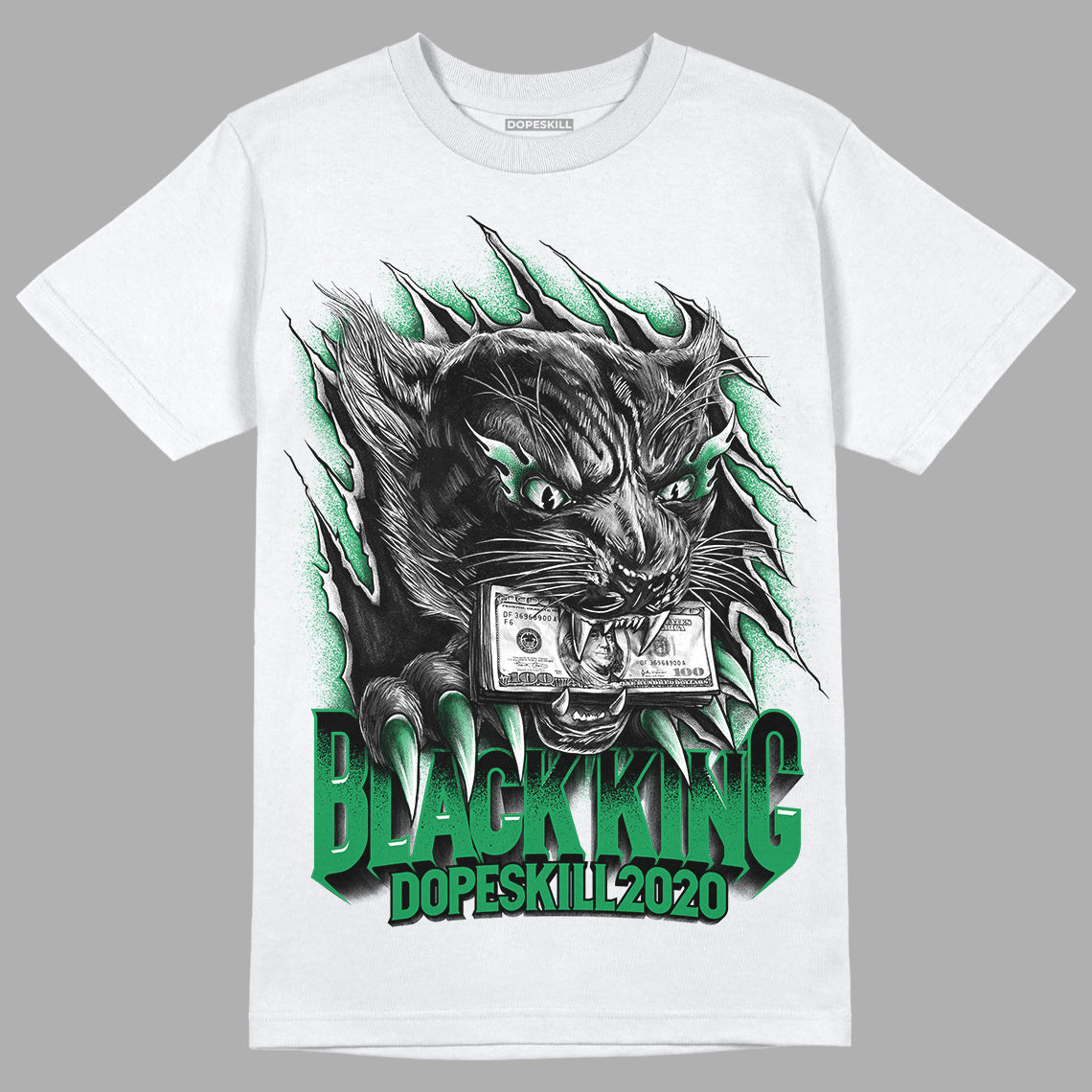 Jordan 1 Low Lucky Green DopeSkill T-Shirt Black King Graphic Streetwear - White