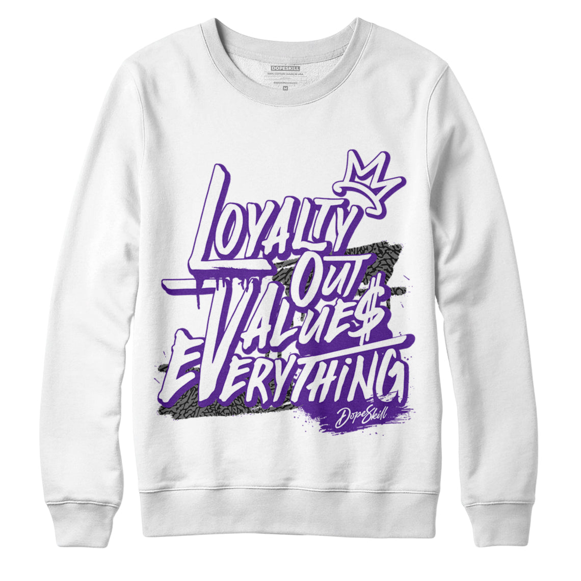 Jordan 3 Dark Iris DopeSkill Sweatshirt LOVE Graphic - White 