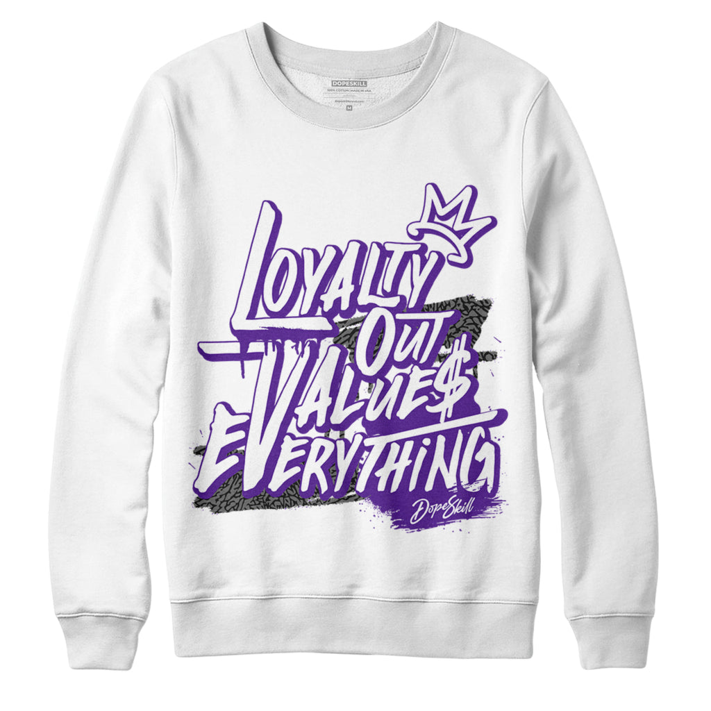 Jordan 3 Dark Iris DopeSkill Sweatshirt LOVE Graphic - White 