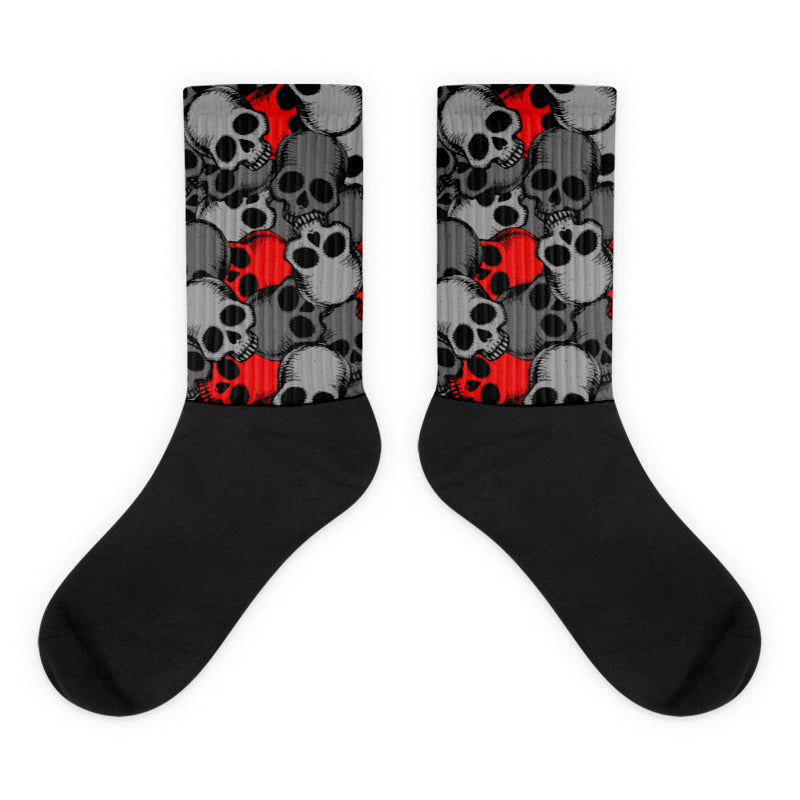 Drawn Skulls Sublimated Socks Match Jordan 4 Infrared