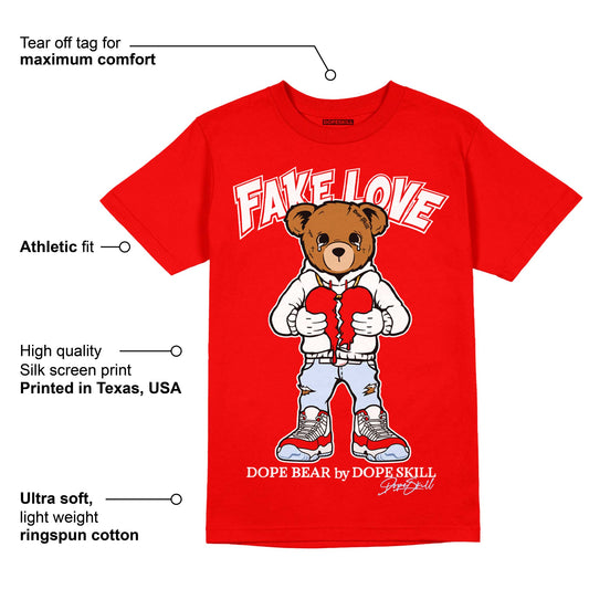Cherry 11s DopeSkill Varsity Red T-shirt Fake Love Graphic