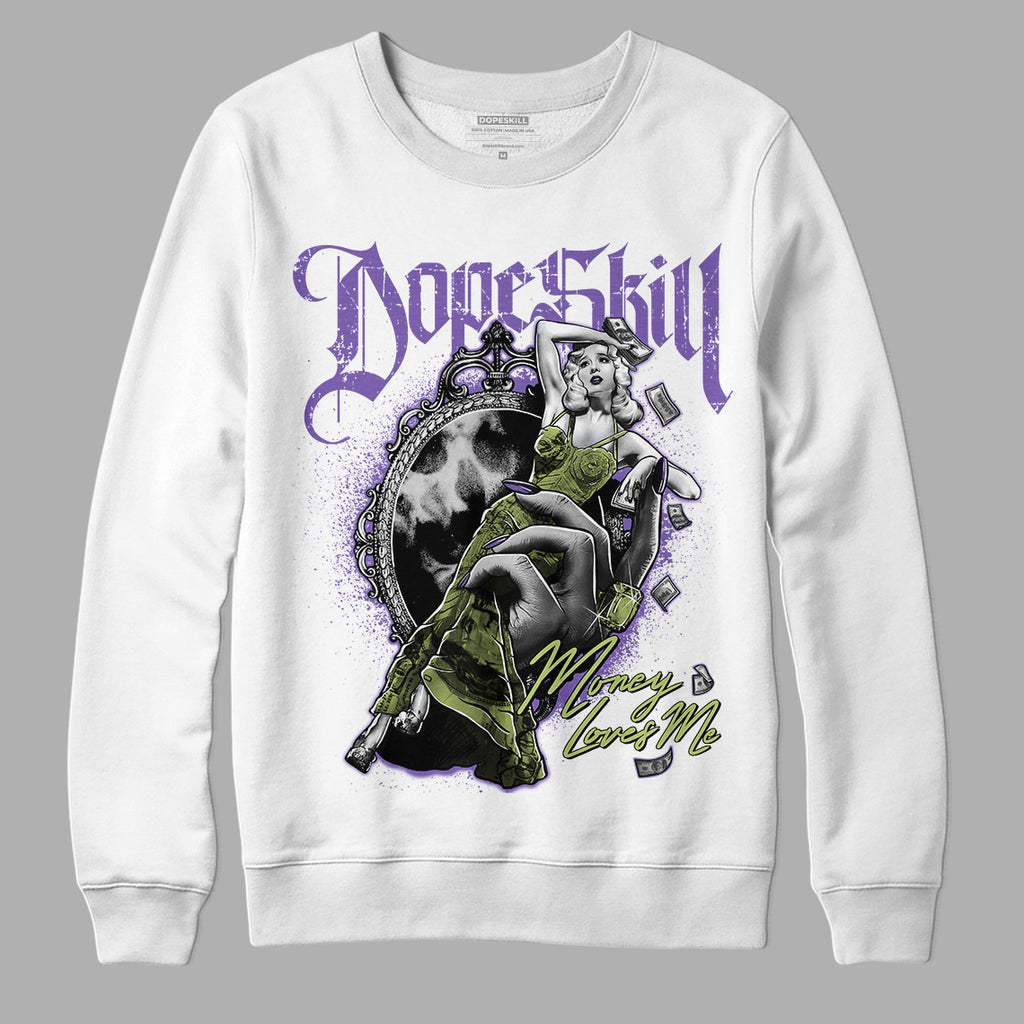 Canyon Purple 4s DopeSkill Sweatshirt Money Loves Me Graphic - White 