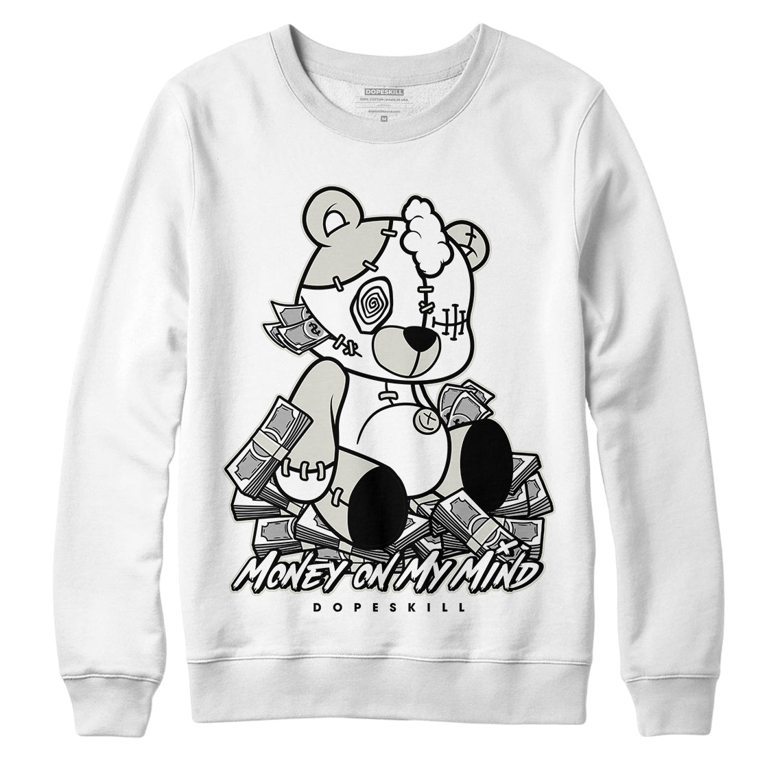 Jordan 4 Military Black DopeSkill Sweatshirt MOMM Bear Graphic - White