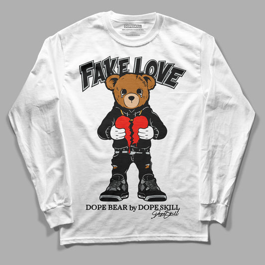 Black Canvas 4s DopeSkill Long Sleeve T-Shirt Fake Love Graphic - White 