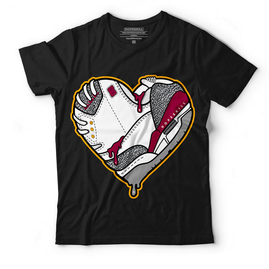 AJ 3 Cardinal Red DopeSkill T-Shirt Heart AJ 3  Graphic