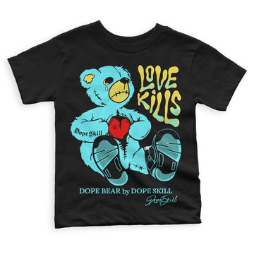 Aqua 5s DopeSkill Toddler Kids T-shirt Love Kills Graphic - Black 