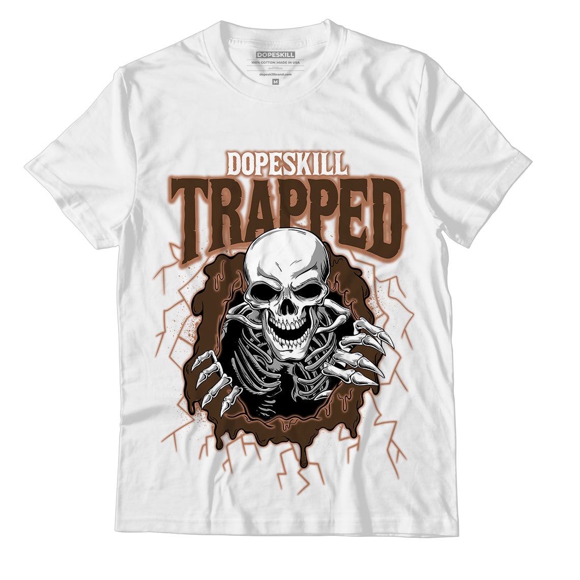 Jordan 1 Mid Dark Chocolate DopeSkill T-Shirt Trapped Halloween Graphic - White 