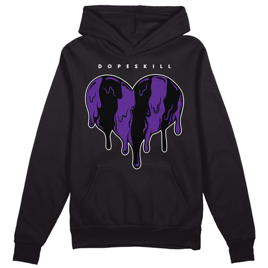 Jordan 13 Court Purple DopeSkill Hoodie Sweatshirt Slime Drip Heart Graphic - Black 