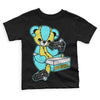 Aqua 5s DopeSkill Toddler Kids T-shirt Sneakerhead BEAR Graphic - Black 