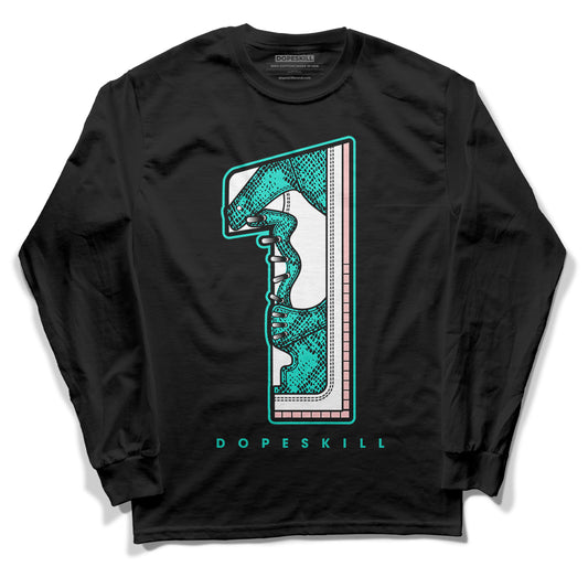 Green Snakeskin Dunk Low DopeSkill Long Sleeve T-Shirt No.1 Graphic - Black