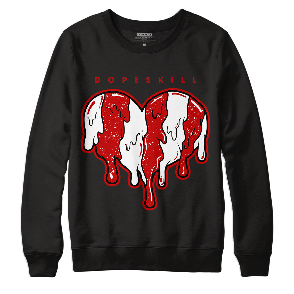 Jordan 6 “Red Oreo” DopeSkill Sweatshirt Slime Drip Heart Graphic - Black 